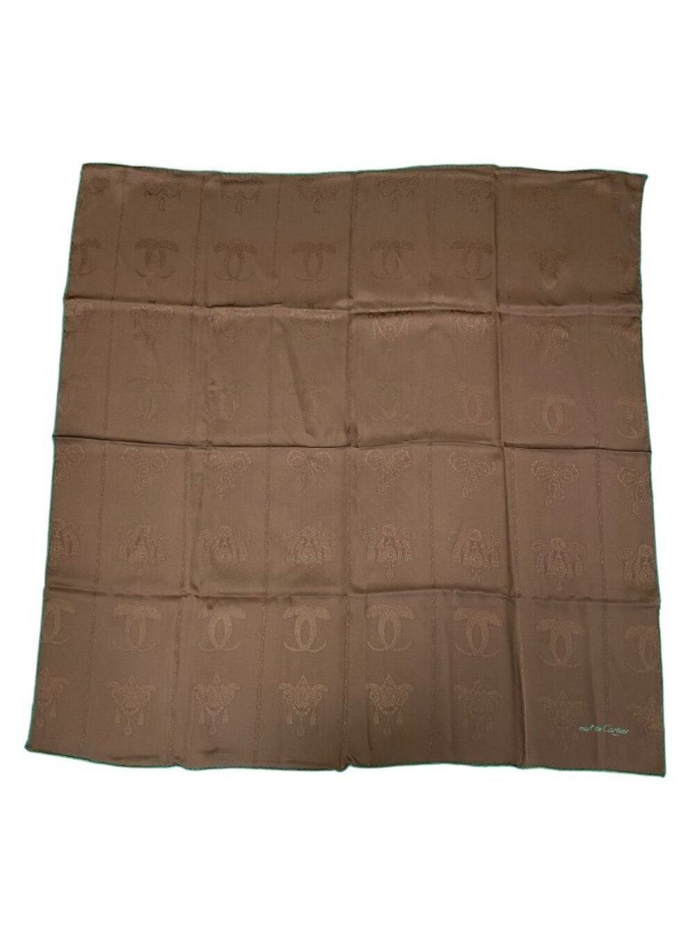 Cartier Must de Cartier Scarf Shawl Silk Brown Green